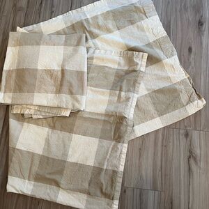 Plaid Beige and Cream Curtain Set